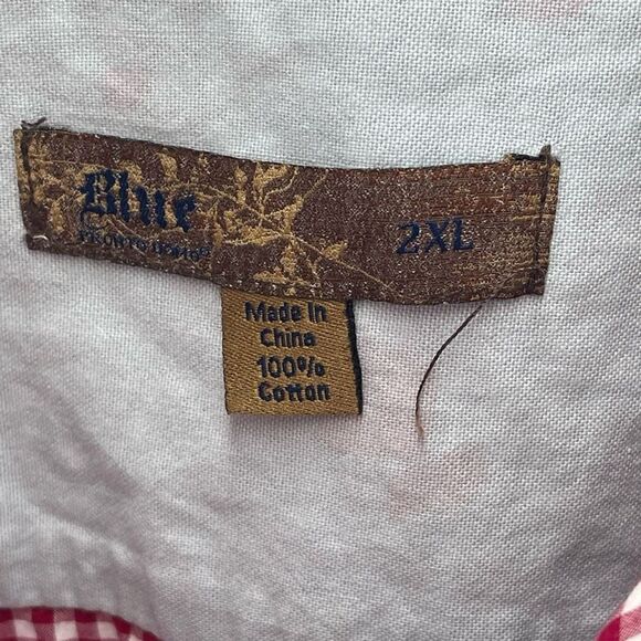 Pronto Uomo mens Red gingham Plaid Button Down Shirt Size 2XL - Picture 9 of 10